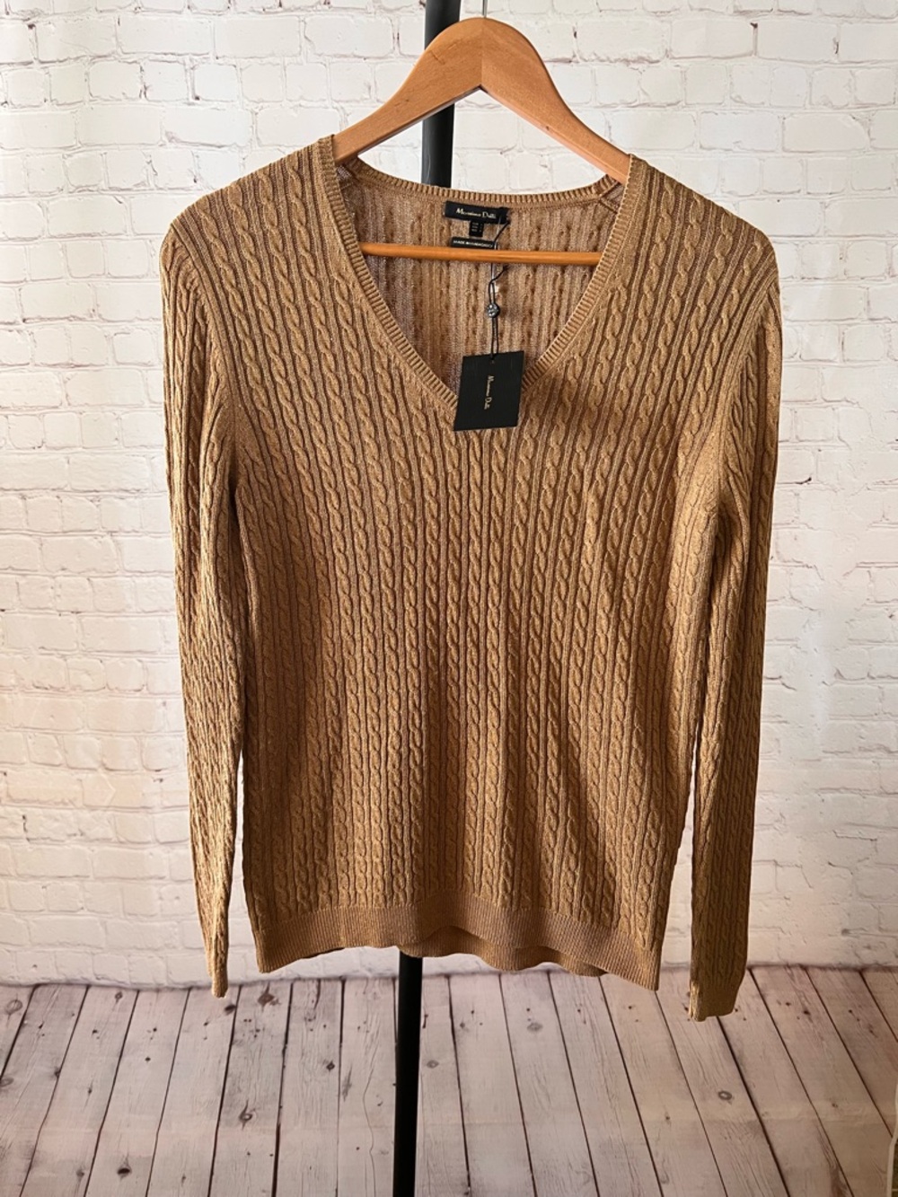 ❤️ Massimo Dutti Women’s Cable Knit V-Neck SWEATER TOP
